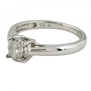 9ct White Gold Diamond 0.25cts Solitaire Ring Size H
